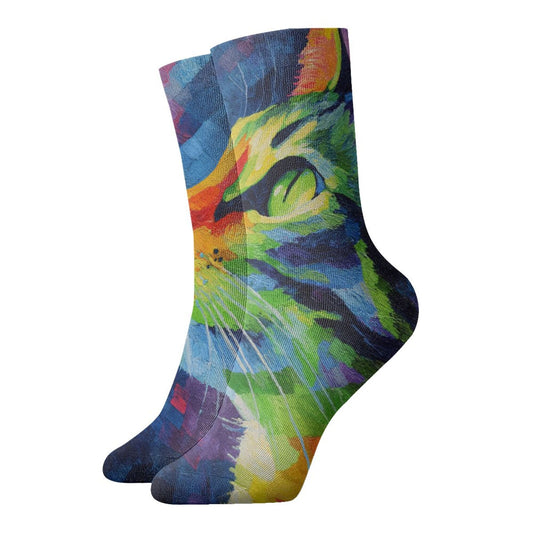 Colorful Abstract Bird Art Thickened Warm Socks 12-Inch Long Tube Artistic Fashion Socks