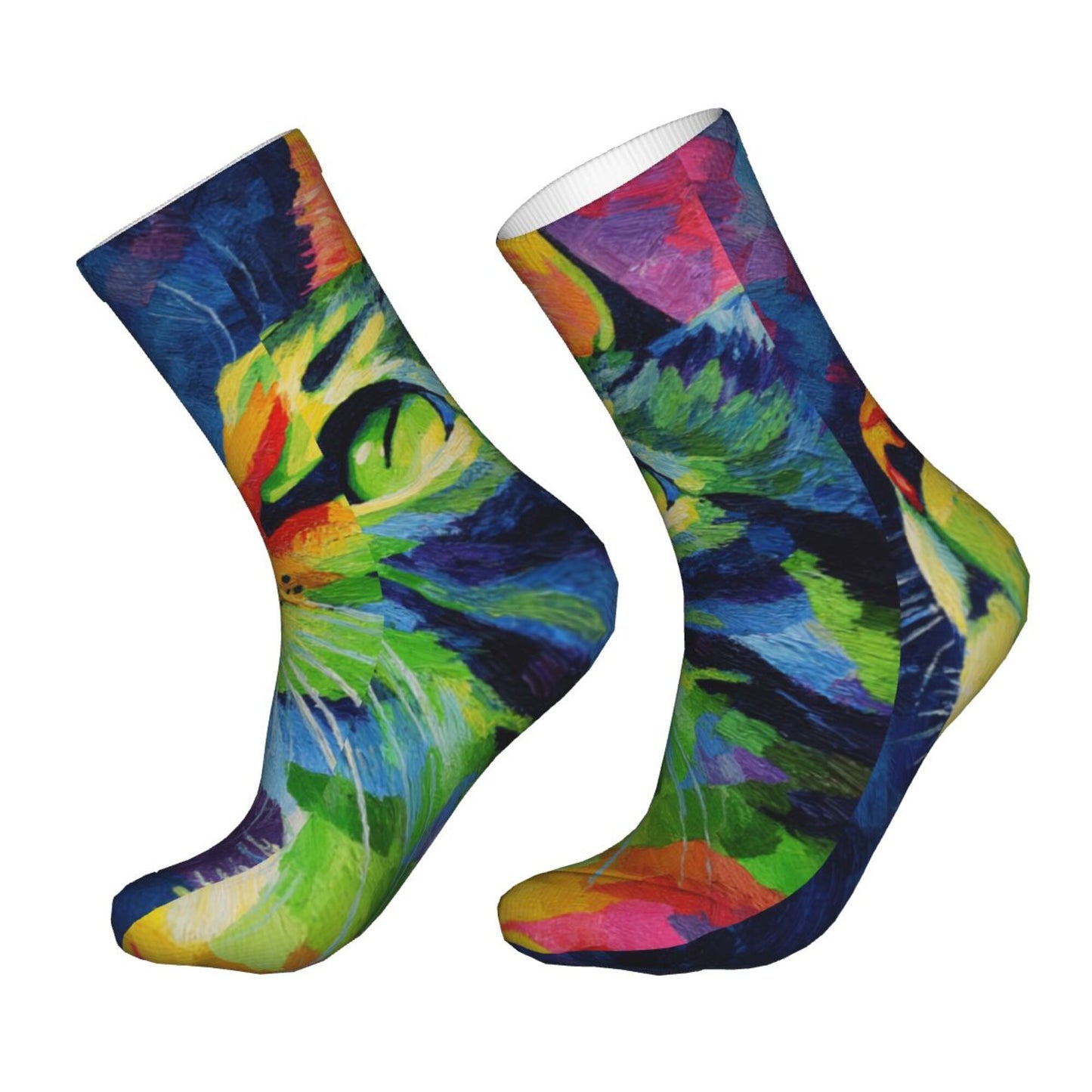 Colorful Abstract Bird Art Thickened Warm Socks 12-Inch Long Tube Artistic Fashion Socks
