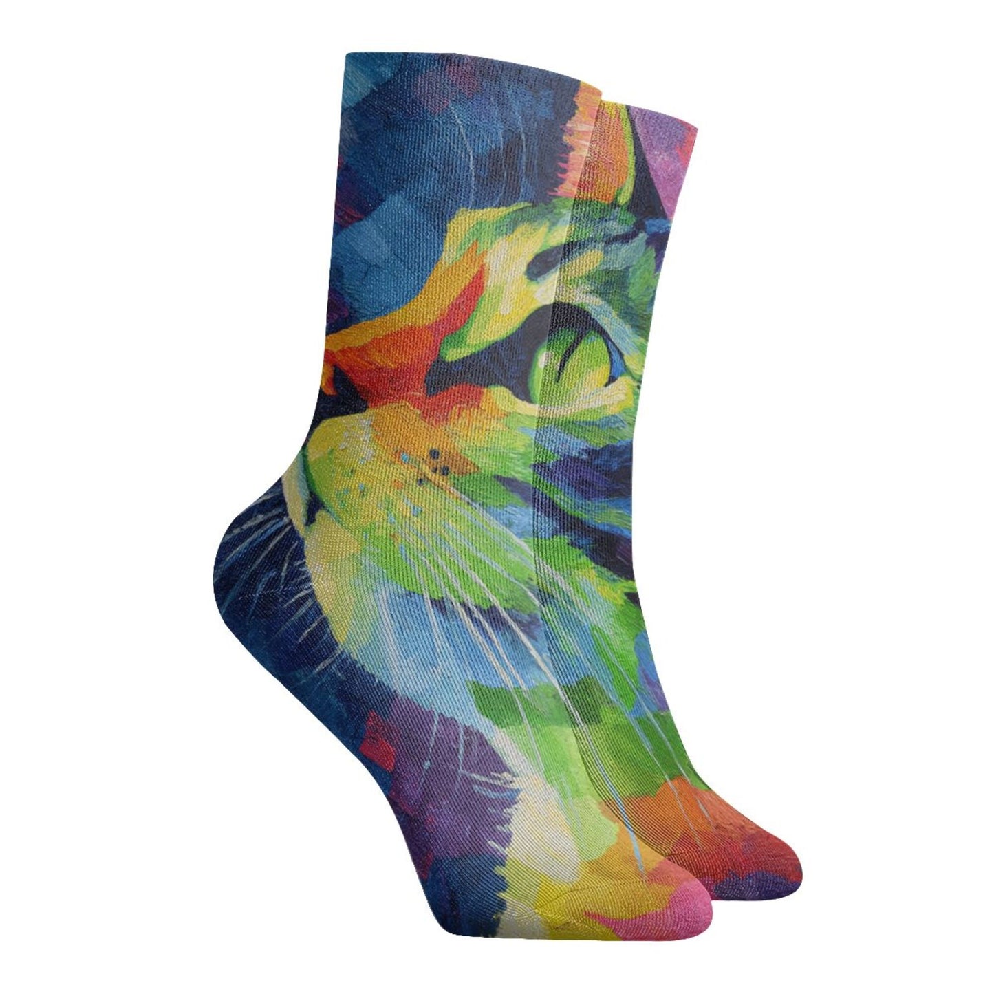 Colorful Abstract Bird Art Thickened Warm Socks 12-Inch Long Tube Artistic Fashion Socks