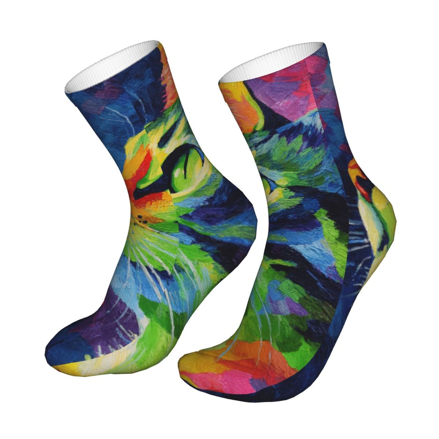 Colorful Abstract Bird Art Thickened Warm Socks 12-Inch Long Tube Artistic Fashion Socks