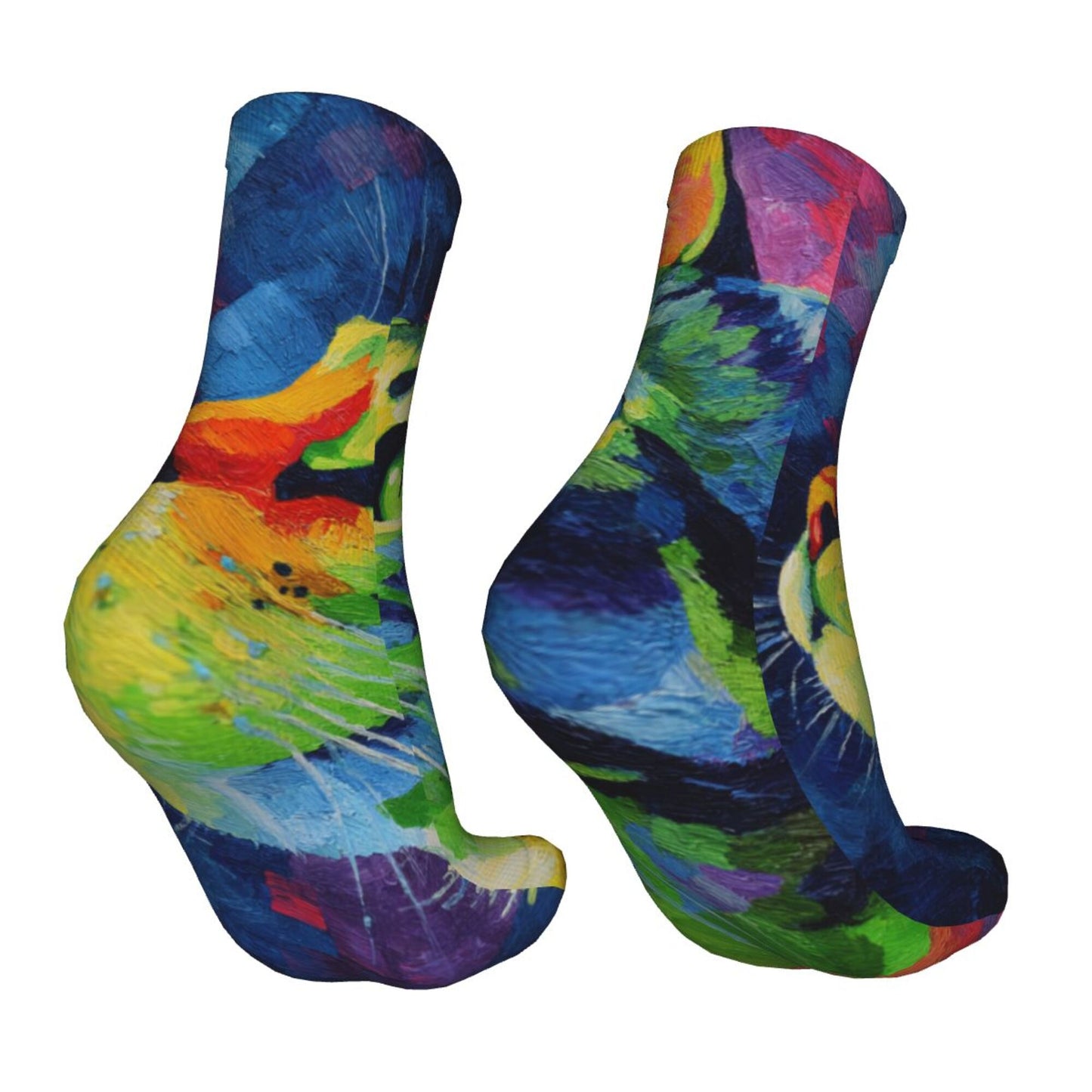 Colorful Abstract Bird Art Thickened Warm Socks 12-Inch Long Tube Artistic Fashion Socks