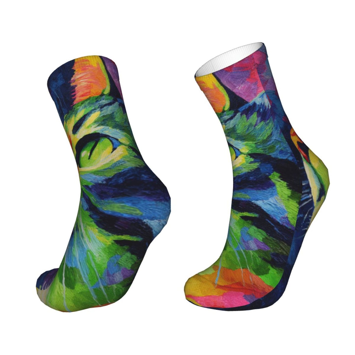 Colorful Abstract Bird Art Thickened Warm Socks 12-Inch Long Tube Artistic Fashion Socks