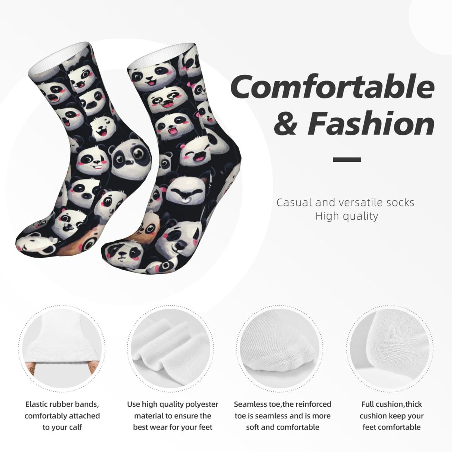 Cartoon Panda Expression Thickened Warm Socks 12-Inch Long Tube Cute Fashion Socks