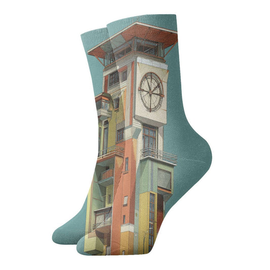 Architectural Design Thickened Warm Socks 12-Inch Long Tube Artistic Fashion Socks