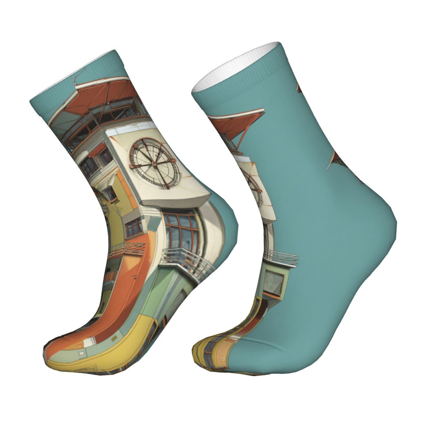 Architectural Design Thickened Warm Socks 12-Inch Long Tube Artistic Fashion Socks