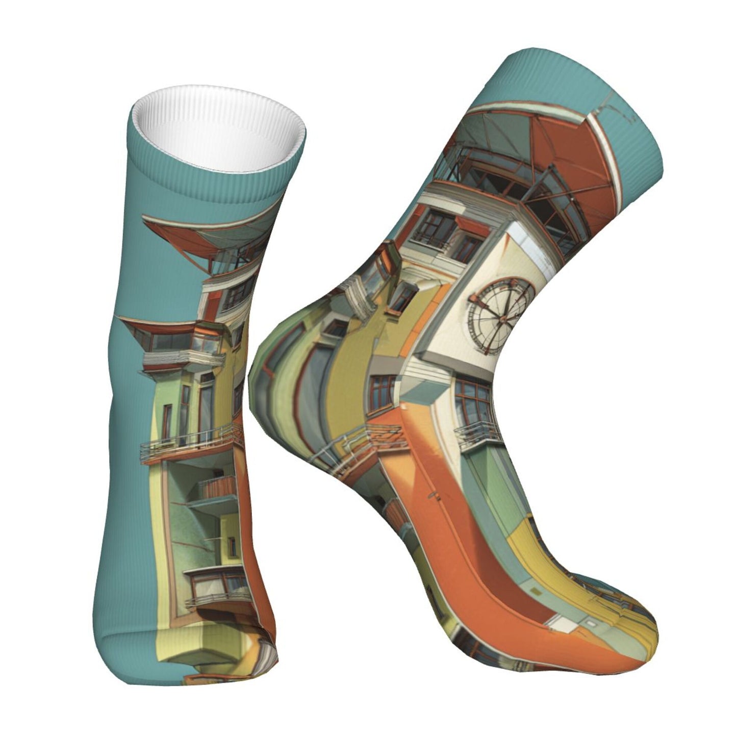 Architectural Design Thickened Warm Socks 12-Inch Long Tube Artistic Fashion Socks