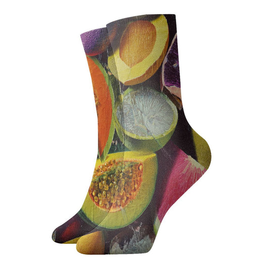 Tropical Fruit Pattern Thickened Warm Socks 12-Inch Long Tube Colorful Fashion Socks